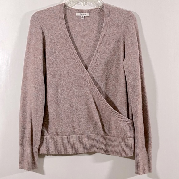 Madewell faux wrap sweater in soft merino wool blend. Size medium. - Picture 1 of 3
